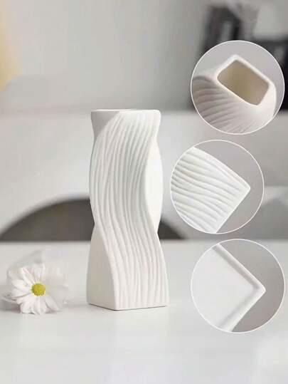 1pc Unbreakable PP Material Flower Vase, Floral, Home Living Room, Tafel ation, Meubel Piece, Girlfriend, Mother's Day Room Glass Vase view 4