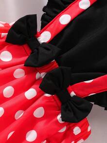 Infant Girls' Spring/Summer Cap Sleeve Polka Dot Print Bodysuit & Headband Set With Bow Decor - Multicolor - View 5