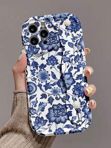 Flower 1pc Floral Printed Thick Anti-Drop Mobile Phone Protective Case With Kickstand, Compatible With Apple And Series Waterproof Shockproof Scratch Resistant - Multicolor - View 3