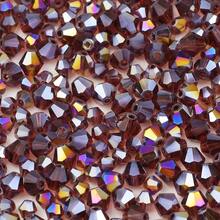 100 件多色奥地利水晶双锥珠 - 4 毫米刻面玻璃隔珠,适用于 DIY 珠宝制作和手工工艺品 - 一袋 - 查看 31