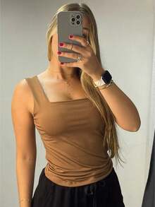 Kit 4 Women's Blouses Tank Top Square Neckline Straight Suplex Summer Basic Plain Fashion Elegant  Blogger - Multicolor - View 2