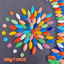 100g/200g Assorted Color Teardrop + Polka Dot Ceramic Mosaic Tiles, High-Temperature Ceramic Crafted Mosaic Material With Smooth Surface, For DIY Handicrafts, Mosaic Wall Art, Bathroom And Pool Decor