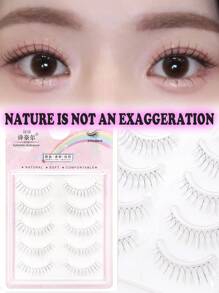 "Hot" Novice,5 Paris Japanese And Korean Women's Lovely Style False Eyelashes, New U-Shaped Natural Slender False Eyelashes, Suitable For Beginners And Daily Use, COSPLAY, Anime Style False Eyelashes.