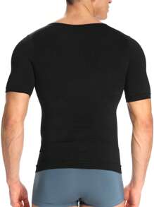 Men Slimming Body Chest Ultra Lift Shaper Compression Undershirt Belly Tank Tops Short Sleeves Muscle Shirts Underwear Training Sports Gym Workout Fitness