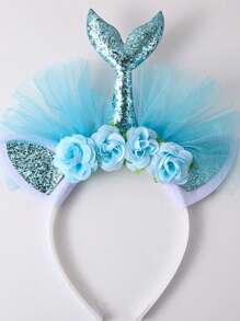 1 pièce Serre-tête accessoire de cheveux avec motif de sirène de dessin animé mignon, accessoire de costume pour fête d'anniversaire, festival, cosplay, photo. Décoration pour la fête des mères, le mois des fiertés, la rentrée scolaire, les cadeaux de Pâques. Bandeau, serre-tête