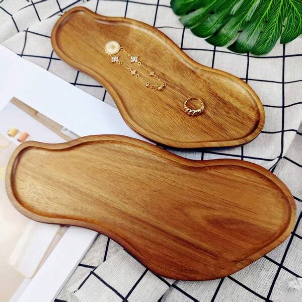 1pc Wooden Tray, Serving Tray, Candle Holder Tray, Home Decor Tray, Wooden Serving Tray, Suitable For Coffee Table, Small Wooden Decorative Tray, Multi-Purpose Snack Tray, Fruit Tray, For Cakes, Breads, Tea Cups, Coffee Cups, Great For Kitchen, Dining Room, Hotel Decor, Holidays, Birthdays, Easter, Thanksgiving