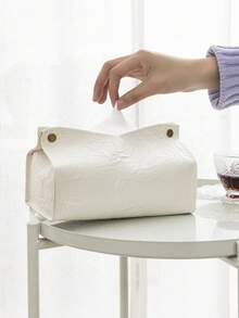 1 pieza Caja de pañuelos de color liso con pliegues, soporte vertical para rollo de papel de cocina para uso diario en dormitorio, sala de estar, comedor, baño, caja de pañuelos a prueba de agua, caja de pañuelos suave y creativa, apta para pañuelos de 21*11*7cm - Multicolor - Ver 16