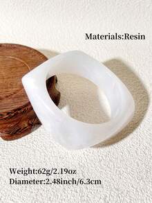 1 件波西米亚风格彩色不对称亚克力树脂粗手镯、扎染时尚个性化腕带、哥特式几何串饰手链、情侣珠宝礼物 - 不規則方形手鐲 - 查看 6