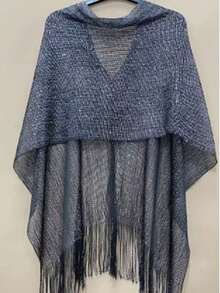 1pc Women's Fashionable & Versatile Knit Shawl Collar Poncho, Comfortable, Breathable, Suitable For Sun Protection In Spring/Summer, Can Be Worn In Multiple Occasions - Multicolor - View 23