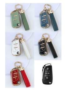 1 pièce Nouveau étui à clé de voiture pliable en TPU avec porte-clés, coque de couverture pour Citroën C1, C2, C3, C4, C5, Peugeot 306, 307, 407, 408, 807, DS, DS3, DS4, DS5, DS6, Berlingo 2/3 boutons. Sac à clés à la mode et convient aux filles.
