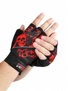 1 Pair Halloween Fingerless Non-Slip Gloves, Suitable For Cycling, Outdoor Sports