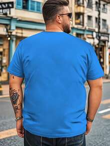 Plus Size Men Casual Short Sleeve T-Shirt With Funny Cartoon Face Graphic, Breathable And Fashion - Multicolor - View 5