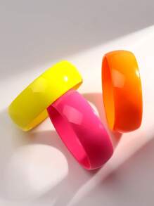 1pc Fashionable Fluorescent Resin Geometric Wide Bangle For Women, Suitable For Daily Wear And Gift