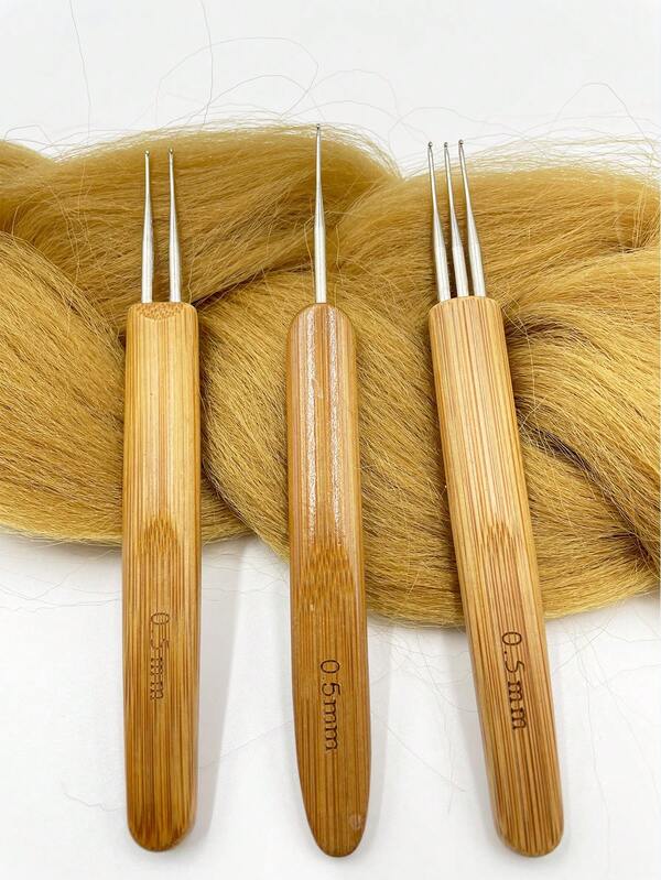 3 قطع مجموعة خطافات كروشيه ذات مقابض من البامبو المكربن، بأحجام 0.5 مم - 0.75 مم - 1.0 مم، خطافات تضفير البامبو مناسبة للتضفير والكروشيه والغزل وأدوات الحياكة DIY