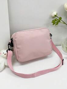 Two Tone Release Buckle Decor Square Bag With Bag Charm School Bag For Graduate, Teen Girls, Freshman, Sophomore, Junior & Senior In College, University & High School, Perfect For Outdoors ,Travel & Back To School