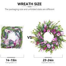Spring Wreaths For Front Door Outside, Large Flower Spring Door Wreath, Daisy Pink Year Round All Seasons Summer Wreaths, Artificial Home Decor Decorations Holiday (Pink)