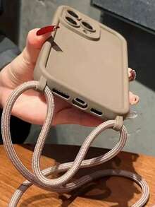 Lanyard New Soft Silicone Carved Texture Phone Case With Handmade Woven Wristband Strap, Anti-Drop Protective Cover Compatible With IPhone 16/16 Pro/16 Pro Max/16 Plus, IPhone 15 Pro Max, IPhone 13, IPhone 14 Plus, Crossbody Personalised Fashionable Waterproof Shockproof Scratch Resistant - Multicolor - View 6