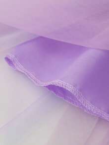 Young Girl Purple Butterfly Mesh Princess Dress - Multicolor - View 6