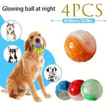 4 件/套耐用硅胶吱吱作响狗球 - 适合所有犬种，互动训练和取物玩具，耐咀嚼，兼容球发射器，无需电池 - 多种颜色