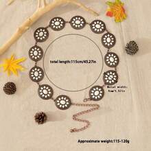 1pc Metallic Handmade Turquoise Inlay Waist Chain Belt For Women, Alloy - Water Drop Type - View 4