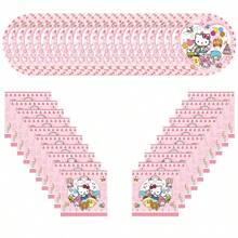 Sanrio 40Packs Hello Kitty, Cinnamoroll And Kuromi Birthday Party Supplies Include 20PCS 7inch Plates, 20 Napkins For The Party Decoration
