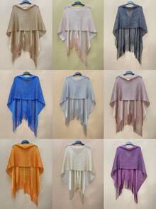 1pc Women's Fashionable & Versatile Knit Shawl Collar Poncho, Comfortable, Breathable, Suitable For Sun Protection In Spring/Summer, Can Be Worn In Multiple Occasions - Multicolor - View 7