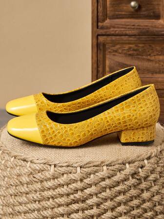 Women's Fashion Patchwork Pointed Toe Pumps, Elegant For Vacation, Travel, Shopping, Outdoor, Casual, Versatile