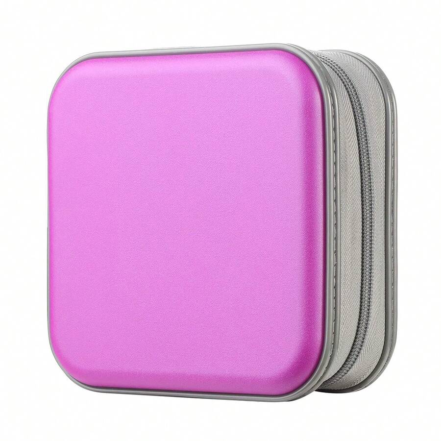 CD Case, 48 Capacity Hard Plastic DVD Case Portable Zipper CD Case Holder Large Storage Disc Wallet Bag For Car Home Travel(Purple) - 紫色 - 查看 1