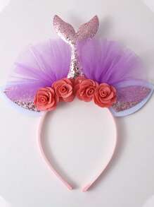 1 pièce Serre-tête accessoire de cheveux avec motif de sirène de dessin animé mignon, accessoire de costume pour fête d'anniversaire, festival, cosplay, photo. Décoration pour la fête des mères, le mois des fiertés, la rentrée scolaire, les cadeaux de Pâques. Bandeau, serre-tête