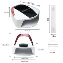 Lámpara UV recargable de 96 W con 2 limas de uñas, lámpara LED inalámbrica con asa portátil, lámpara UV de curado profesional para esmalte de uñas en gel, sensor infrarrojo automático y 4 temporizadores, batería de litio integrada de 15600 mAh, 3 horas de carga, 10 horas de uso.