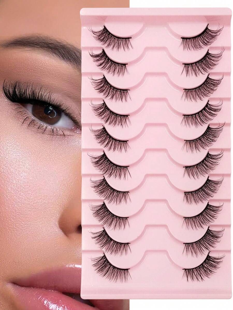 10 Pairs Natural-Looking Cat Eye False Eyelashes, Delicate And Lightweight, Suitable For Daily Wear - wispy lashes - View 1