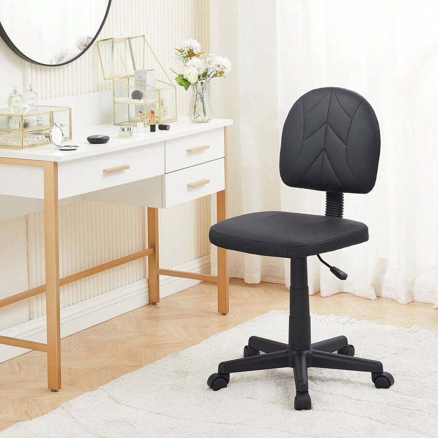 VECELO Armless Office Chair With Backrest Ergonomic Computer Desk Chair With Adjustable Height, Modern Swivel Stool For Home Office/Gaming/Study (15 Styles) - OC08 - Xem 1