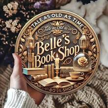 1pc 8-Inch Vintage Metal Wall Art Sign, Durable Aluminum Retro Bell Bookstore Logo, Unique Design For Home, Office, Gift, Bedroom, Kitchen, Dining Room, Bar Decor, Random Hole Placement