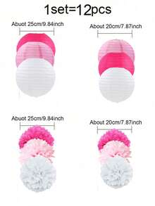 Set mit 12 Stück/24 Stück/36 Stück weiße und rosa Papier Laterne Blumen, für Hochzeitsdekoration, Party, Geburtstag, Einweihungsfeier, Deckendekorationen - Weiss - Übersicht 7