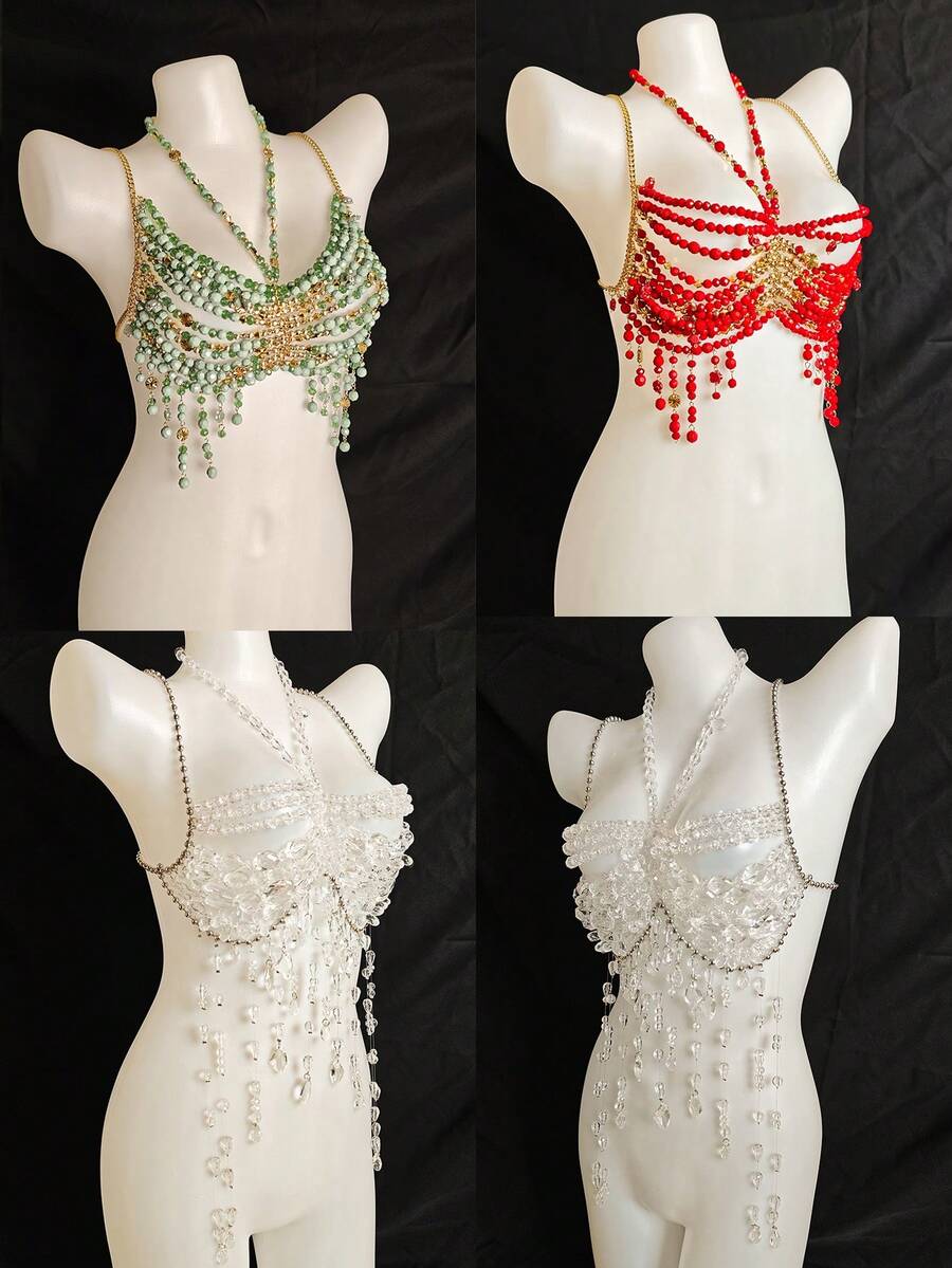 Unisex Sexy Acrylic Crystal Sequin Hollow Pendant Body Chain Necklace, For Women And Men, Suitable For Club, Party, Hotel, Carnival, Couples - 彩色 - 查看 1