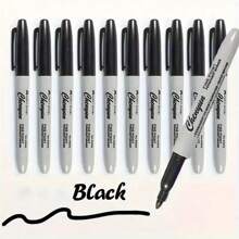 5/6/10/12pcs Fine Tip Black Permanent Marker Pens - Quick Dry, Smudge-Proof, Waterproof Ink, Medium Point - Great For Office, School & Craft Projects Back To School