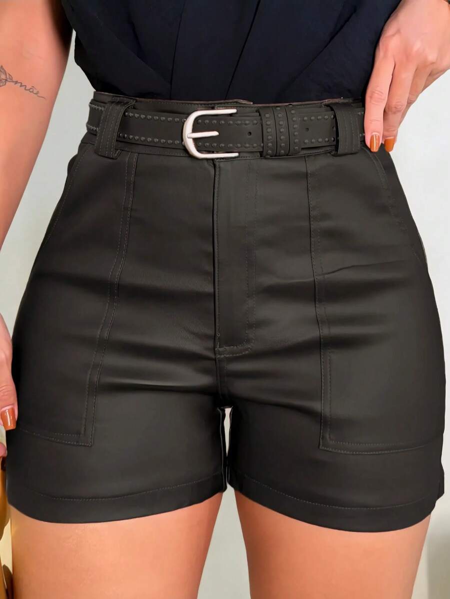Women's Spring/Summer Tailored Linen Shorts - 黑色 - 查看 1