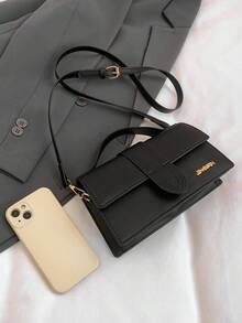 Women Fashion Versatile Simple Flap PU Tote Handbag - Black - View 8