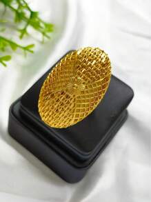 1 Stück modischer Damen Ring aus goldfarbenem Kupferüberzug in Form von Weizenähre und Blatt, verstellbar, geeignet für den Zeigefinger, als Braut Hochzeit Partykleid Accessoire, Muttertags-, Feiertagsgeschenk, für Naher Osten, Dubai, Afrika