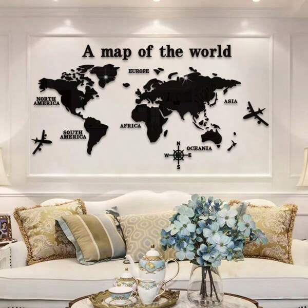 1 pieza Decoración de pared de espejo acrílico con efecto de rompecabezas a la moda, tamaño 120*60cm, adhesivo 3D, arte de pared para realzar el espacio y crear un efecto visual brillante y elegante. Adecuado para decoración en sala de estar, dormitorio, fondo de sofá, estudio, oficina y talla grande