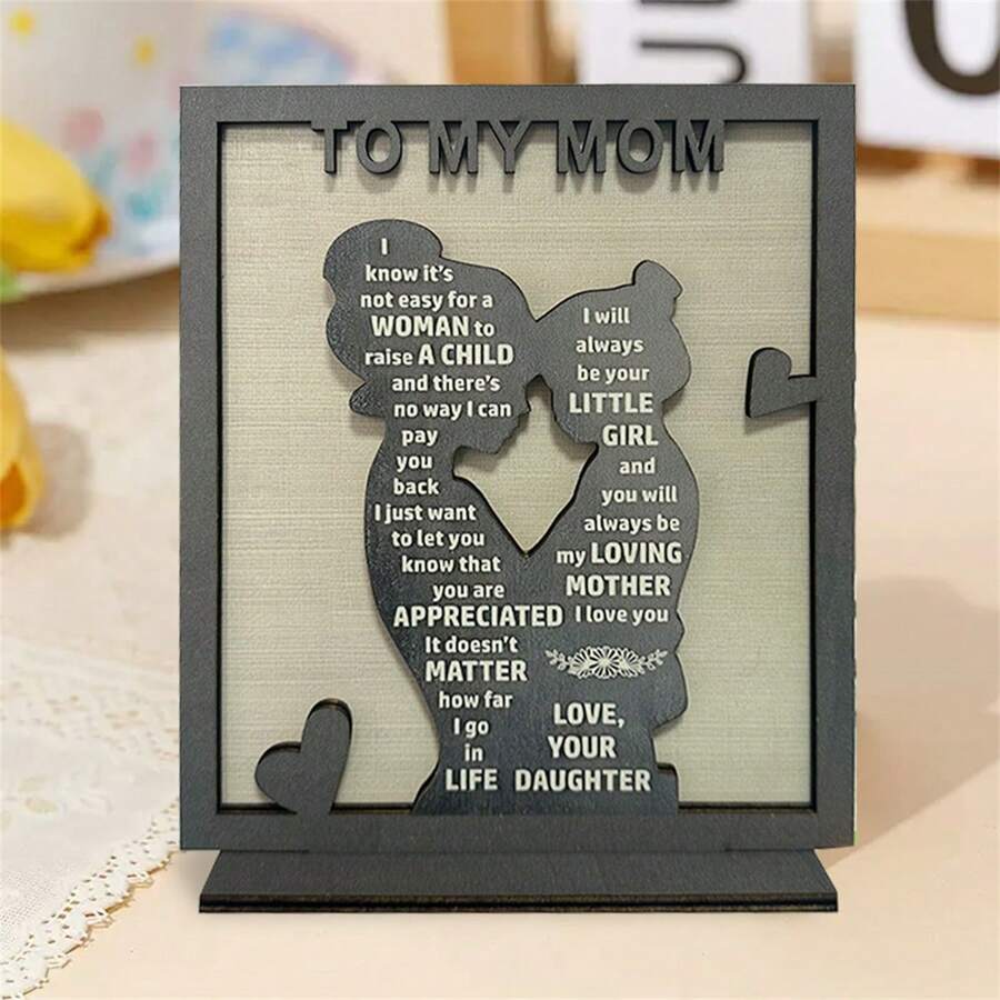 Mother's Day Wooden Centerpieces Table Decoration, Father's Day Table Topper Sign Wood Craft Center Piece Decor For Home Decor