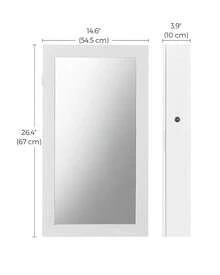 SONGMICS Wall-Mounted Jewelry Cabinet Armoire, Lockable Mirror Storage Organizer For Space Saving Jewelry Storage Organizer - 白色 - 查看 5