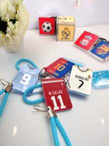 Llaveros con arena móvil personalizados, llaveros con patrones de camisetas del Real Madrid/Barcelona, adornos de balón para bolso con nombres y números de jugadores personalizables, llaveros brillantes, regalos ideales para amigos, compañeros de clase, parejas, impresión 3D de acrílico