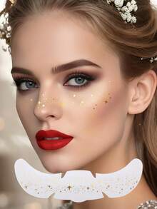 6 piezas Tatuajes faciales de purpurina dorada, pecas brillantes para mujeres en la cara y el Body, cosméticos brillantes, resistentes al agua y de larga duración, accesorios de maquillaje para iluminar para mujeres en festivales de música de verano, fiestas de Pascua - Dorado - Ver 8