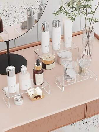 3pcs/5pcs Transparent Acrylic U-Shaped Shelves, Dessert Table, Figurine & Perfume Display Rack, Jewelry Display Stand, Suitable For Wedding, Party, Cake Display Stand, Tiered Organizer