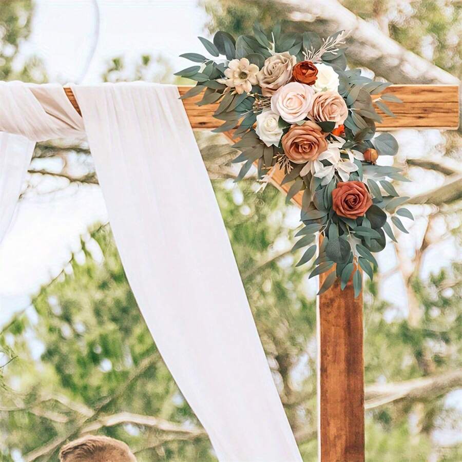 2pcs Wedding Arch Flowers Artificial Dusty Rose Flowers Greenery Garlands For DIY Wedding Decorations - 彩色 - 查看 1