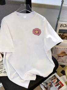 Teen Girl Slogan And Flowers Print Graphic Tees For Girl Short Sleeve T Shirts,Teen Girl's Summer Tops Crewneck Shirt Blouse