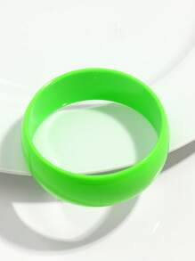 1pc Fashionable Fluorescent Resin Geometric Wide Bangle For Women, Suitable For Daily Wear And Gift