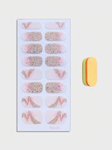 1 张渐变色法式美甲贴纸，花卉图案指甲贴花，浅粉色防水指甲贴，美甲工具