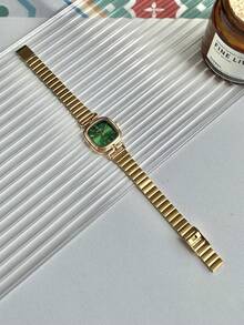 1 件女孩简约而优雅的金色表盘石英竹带手表，适合生日、精致手表和休闲、小众、轻奢、精致钢带石英表 - 均碼 - 查看 8